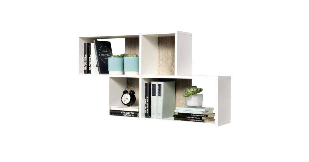 FMD Libreria A Muro Zed A5 - 4 Ripiani, 100x19.5x53 Cm, Colori Grigio E Bianco, Nobilitato, Made In Germany - 3