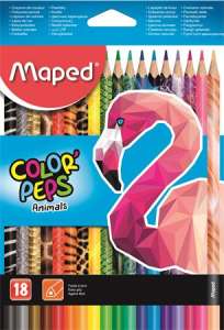 MAPED Színes ceruza készlet, háromszögletű, MAPED "Color`Peps Animal", 18 különböző szín 31570361 