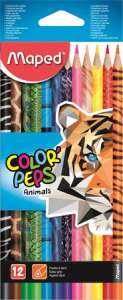 MAPED Színes ceruza készlet, háromszögletű, MAPED "Color`Peps Animal", 12 különböző szín 31570369 