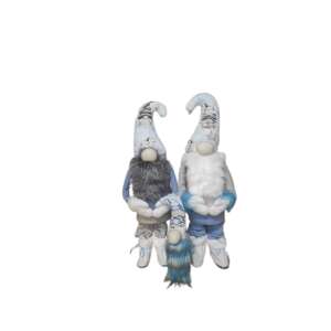 Kézműves karácsonyi manó szett, 3 db-os, kék és fehér színben, 2 álló és 1 ülő - Nonbrand Karácsonyi dekoráció