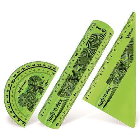 Maped Twist'n Flex 3-teiliges Lineal-Set, grün, beinhaltet Lineal, Winkelmesser und Dreieck