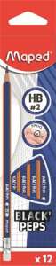 MAPED Graphite pencil with eraser, HB, triangular, MAPED "Black`Peps Navy"
