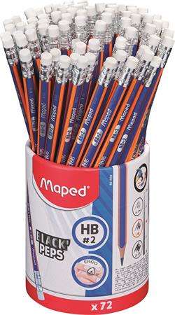 Maped Black`Peps Navy creion de grafit triunghiular cu radieră și suport pentru creion, HB (72 buc.)