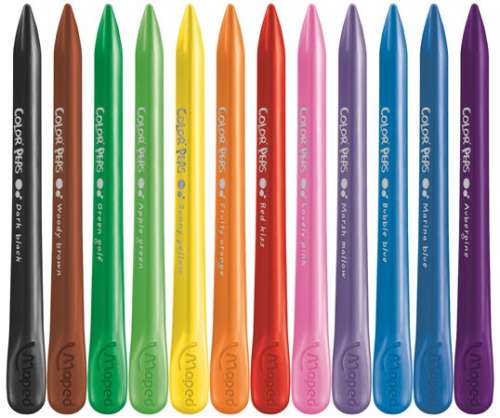 12 pack of MAPED Color'Peps PlastiClean crayons, assorted colors