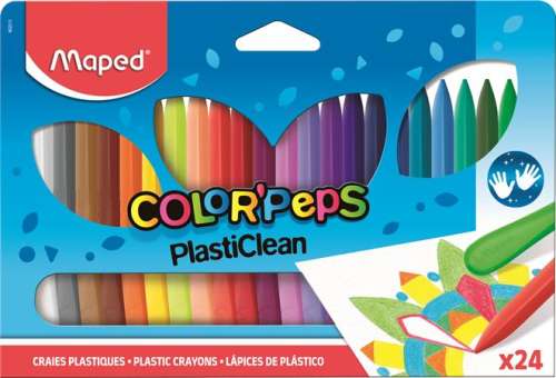 MAPED Zsírkréta, MAPED "Color`Peps" PlastiClean, 24 különböző szín