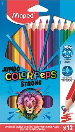 MAPED Buntstiftset, dreieckig, MAPED "Jumbo Color`Peps Strong", 12 verschiedene Farben