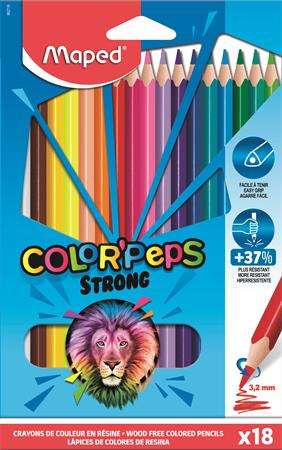 MAPED Színes ceruza készlet, háromszögletű, MAPED "Color`Peps Strong", 18 különböző szín