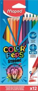 MAPED Színes ceruza készlet, háromszögletű, MAPED "Color`Peps Strong", 12 különböző szín 31570631 