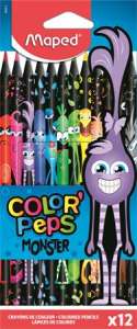 MAPED Színes ceruza készlet, háromszögletű, MAPED "Color`Peps Monster", 12 különböző szín 31570639 