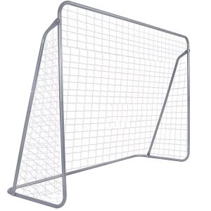 Springos foldable football goal 240x170cm, gray steel frame with white net - Nonbrand Soccer and Handball Goal