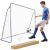 Springos faltbares Fußballtor 240x170cm in Gebrauch mit Verpackung und Bodenheringen