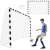 Springos 300x200 cm foldable soccer goal with a young man playing soccer, two goals in the image