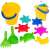 Diplo W-127 играчки за пясъчник, жълта кофа, лопата, гребло и форми