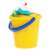 Diplo W-127 sandbox toys, yellow bucket with blue handle, in packaging