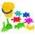 Diplo W-127 sandbox toys, yellow bucket, shovel, rake, and molds