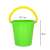 Diplo W-127 sandbox toys, green bucket with yellow handle, size information