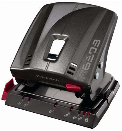 MAPED Advanced two-hole punch, dark grey, metal, 35 sheets capacity