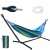 Multicolor hammock with metal stand, white rope and storage bag