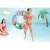 Girl using Intex 97 cm inflatable ring with flamingo and tropical leaves design
