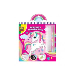 SES 3-in-1 Einhorn Aktivitätsbuch: Malen, Glitzerkratzen und Aufkleberspaß - SES Creative