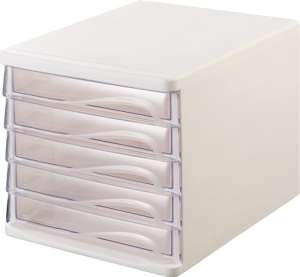 Helit 5 fiókos műanyag irattároló, fehér/áttetsző - Helit
