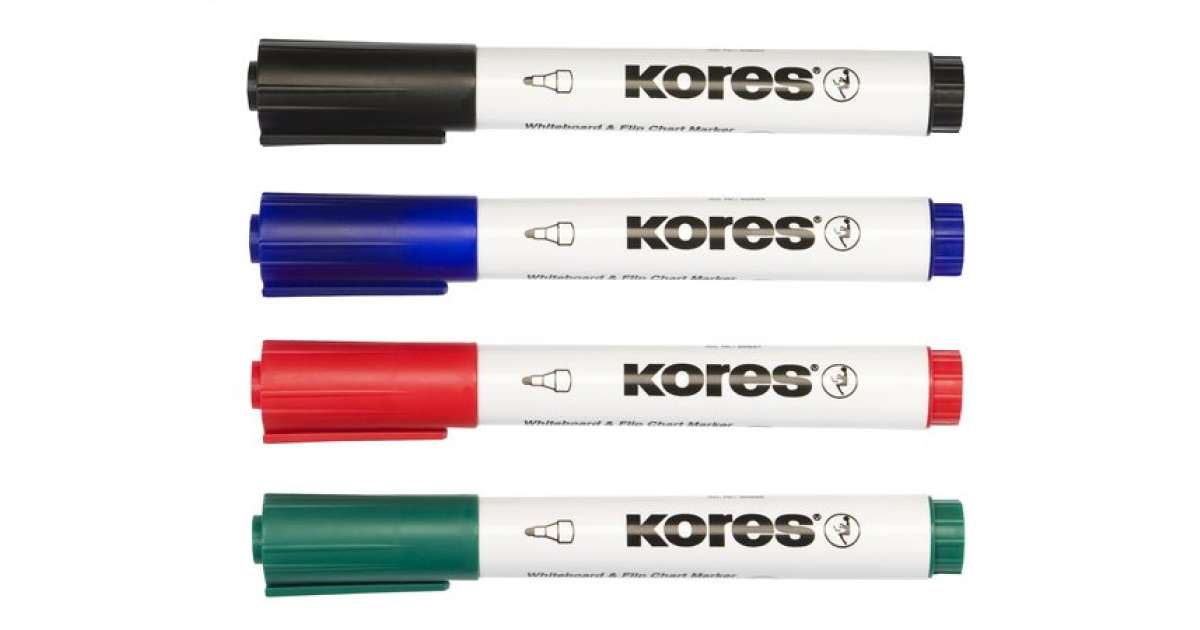KORES Board and flipchart marker set, 1-3 mm, cut, KORES  "K-Marker", 6 different colours