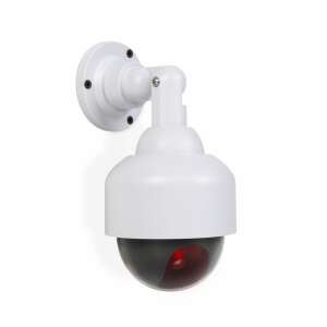 White dummy security camera with red LED light, dome design - Dummy Camera