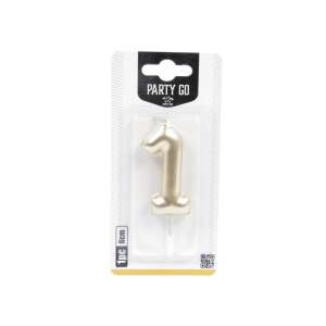 Lumânare de ziua de naștere cu numărul 1 aurie, 6 cm, Party Go - Decoratiuni pentru tort