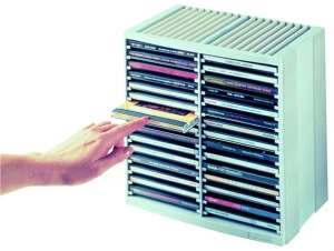 FELLOWES CD tray cu extractor automat, 30+18 CD-uri, FELLOWES "Spring", gri platinat 31572104 Diapozitive, carti audio, CD, DVD