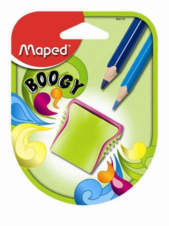 Maped Boogy double hole pencil sharpener with shavings container, green
