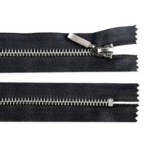 Fekete cipzár fém csúszkával, 16 cm hosszú - Művészet & Hobbi