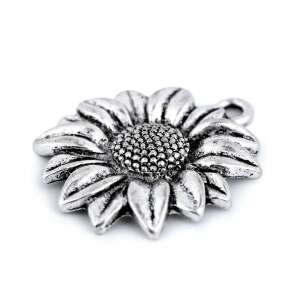 Pandantiv decorativ metalic, diametru 23 mm Floare soarelui platinum 74726440 Bijuterii pentru femei
