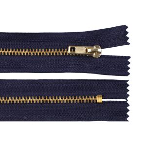 Non-removable metal zipper, 16 cm length, dark blue 131637519 - Art & Craft