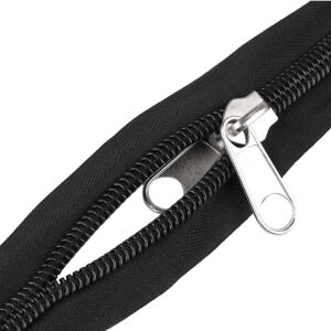 Non-removable spiral zipper, 1 cm wide, 195 cm long, slider with double puller, Black 131638357 - Zipper