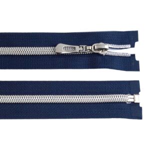 Removable Silver Spiral Zipper, 80 cm, Dark Blue 131639345 - Zipper
