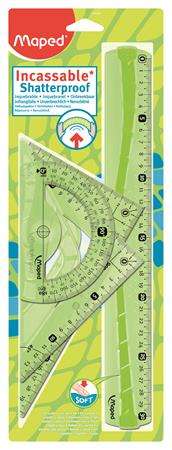 Maped Incassible Shatterproof Ruler Set, 4 pieces, green