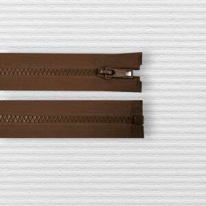 Brown plastic zipper, 70 cm long, for jackets, coats, and other garments - Art & Craft