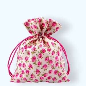 Pink rose print drawstring gift bag, 13 x 18 cm - Art & Craft