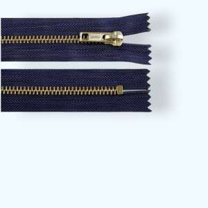 20 cm dark blue zipper with brass slider - Art & Craft