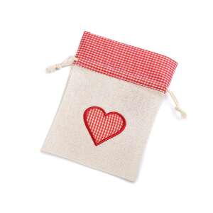 Saculet cadouri, motiv inimioara rosie 12,5 x 17,5 cm Ecru 74722483 - Arte și Hobby