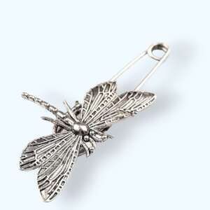 Libelula 3 * 7 cm Platinium safety pin brooch, silver dragonfly brooch - Brooch