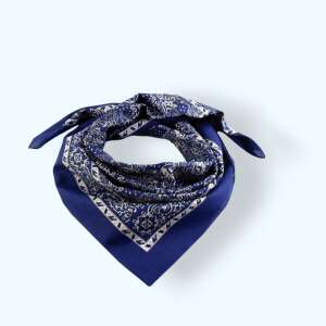 Pamut sál, virágmintás, 70x70 cm Sötétkék 74724924 - Női kiegészítő