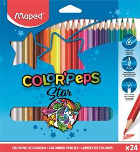 MAPED Color'Peps Star 24 Creioane colorate, triunghiulare, culori asortate, ambalaj - Creioane colorate