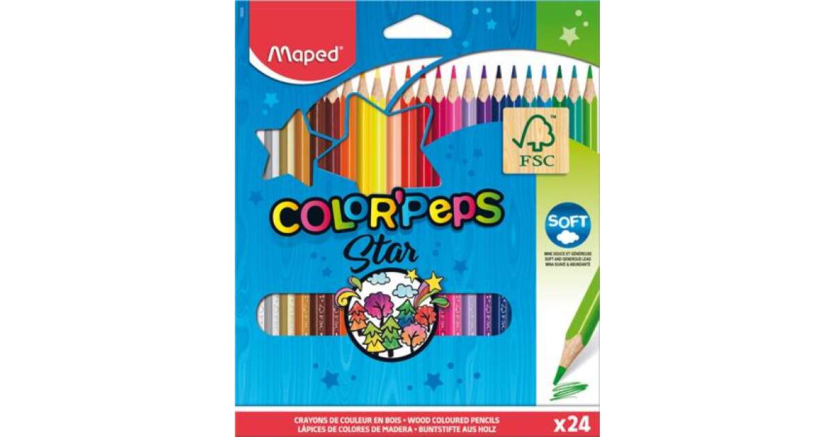 MAPED Set de creioane colorate, triunghiulare, MAPED Color`Peps, 24 de culori diferite 31572587