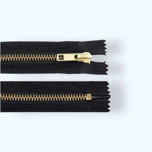 Black zipper with gold slider, 20 cm long - Art & Craft