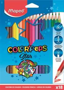 MAPED Színes ceruza készlet, háromszögletű, MAPED "Color`Peps Star", 18 különböző szín 31572616 
