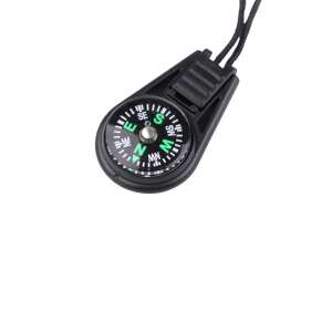 Čierny plastový kľúčenka s kompasom, 2,5 x 4 cm - Kľúčenky