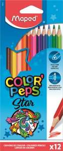 MAPED Színes ceruza készlet, háromszögletű, MAPED "Color`Peps Star", 12 különböző szín 31572620 