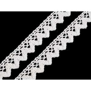 Fehér pamut csipke szegély, 15 mm széles, 3 m hosszú - Csipke