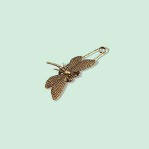 Libelula 3 * 7 cm Vintage safety pin brooch, gold dragonfly brooch - Brooch